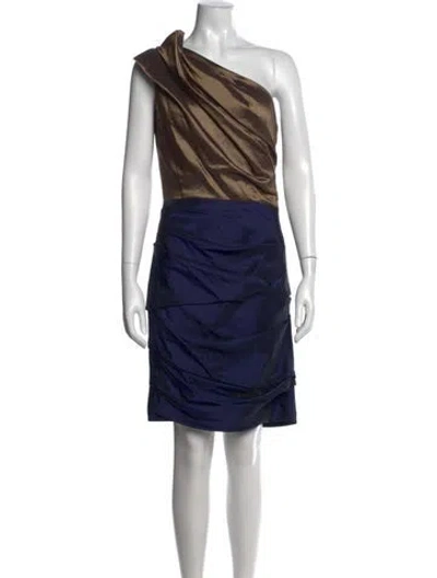 Pre-owned Halston Heritage One-shoulder Mini Dress In Blue