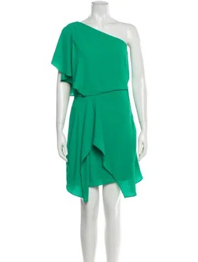 Pre-owned Halston Heritage One-shoulder Mini Dress In Green
