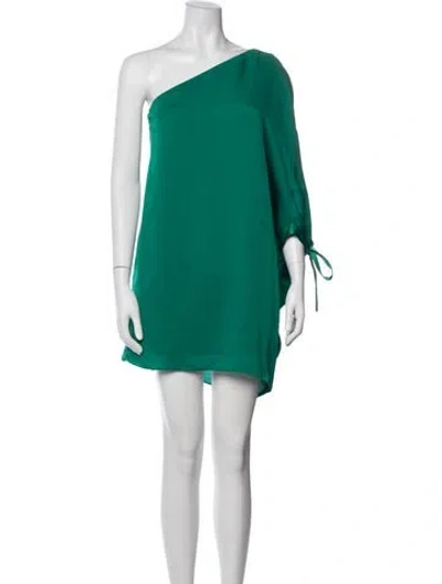 Pre-owned Halston Heritage One-shoulder Mini Dress In Green