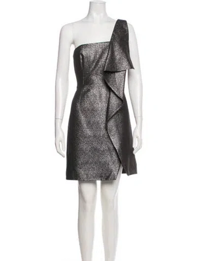 Pre-owned Halston Heritage One-shoulder Mini Dress In Multi