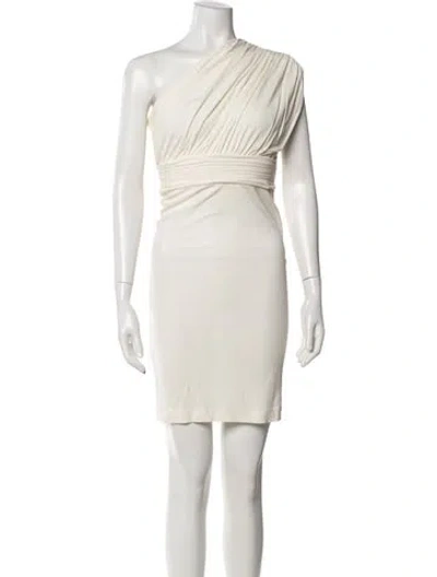 Pre-owned Halston Heritage One-shoulder Mini Dress In Neutral