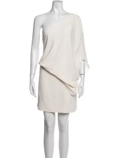 Pre-owned Halston Heritage One-shoulder Mini Dress In Neutrals
