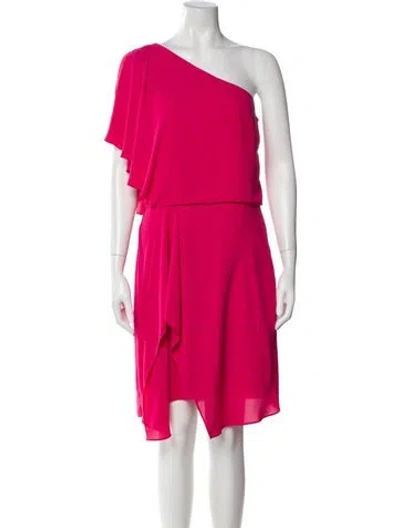 Pre-owned Halston Heritage One-shoulder Mini Dress In Pink