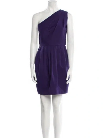 Pre-owned Halston Heritage One-shoulder Mini Dress In Purple