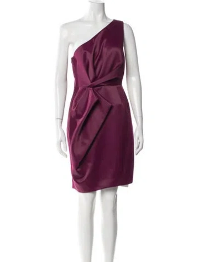 Pre-owned Halston Heritage One-shoulder Mini Dress In Purple
