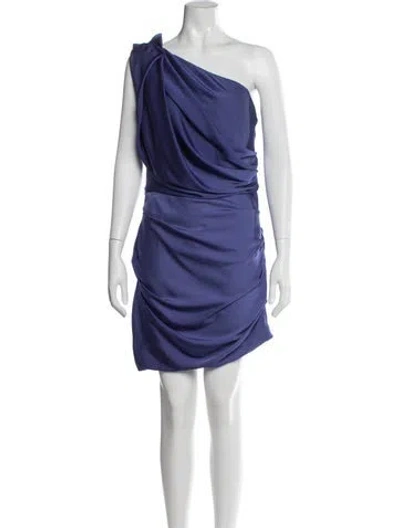 Pre-owned Halston Heritage One-shoulder Mini Dress In Purple