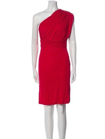 Pre-owned Halston Heritage One-shoulder Mini Dress In Red