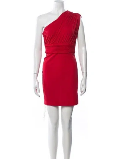 Pre-owned Halston Heritage One-shoulder Mini Dress In Red