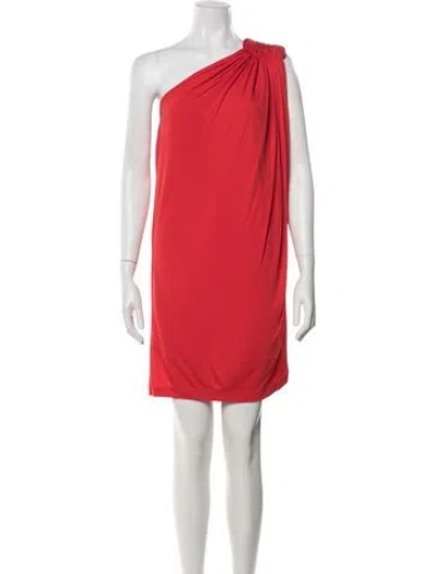 Pre-owned Halston Heritage One-shoulder Mini Dress In Red