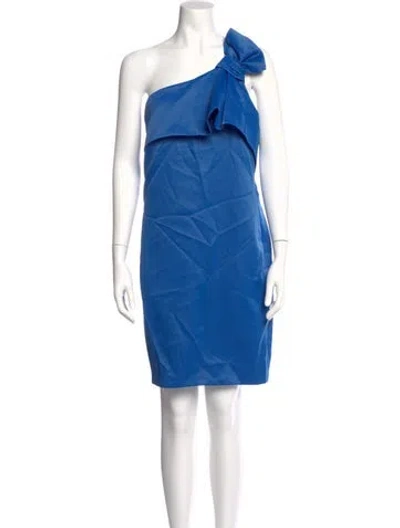 Pre-owned Halston Heritage One-shoulder Mini Dress W/ Tags In Blue