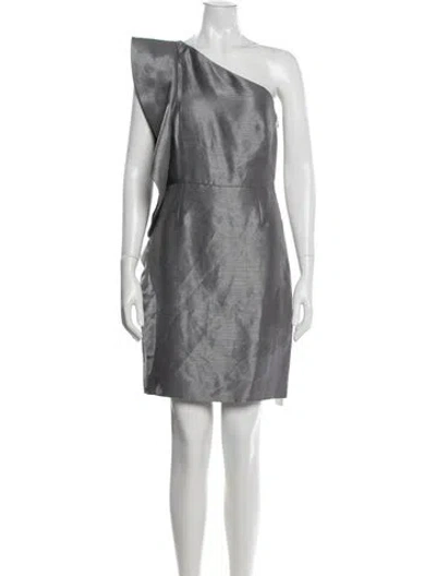 Pre-owned Halston Heritage One-shoulder Mini Dress W/ Tags In Gray