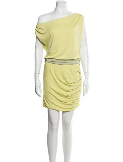 Pre-owned Halston Heritage One-shoulder Mini Dress W/ Tags In Green