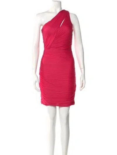 Pre-owned Halston Heritage One-shoulder Mini Dress W/ Tags In Pink
