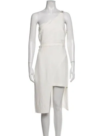 Pre-owned Halston Heritage One-shoulder Mini Dress In White