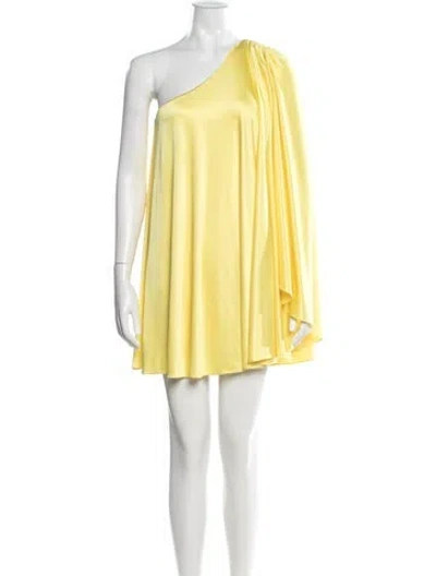 Pre-owned Halston Heritage One-shoulder Mini Dress In Yellow