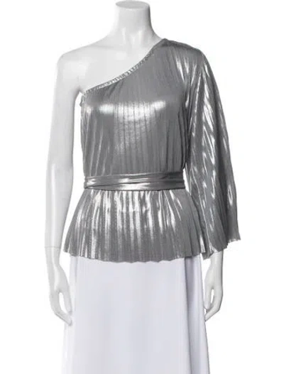 Pre-owned Halston Heritage One-shoulder Three-quarter Sleeve Blouse