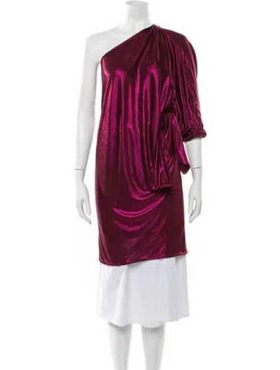 Pre-owned Halston Heritage One-shoulder Three-quarter Sleeve Top In Pink
