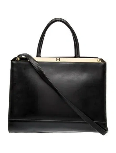 Pre-owned Halston Heritage Patent Leather Top Handle Bag In Black