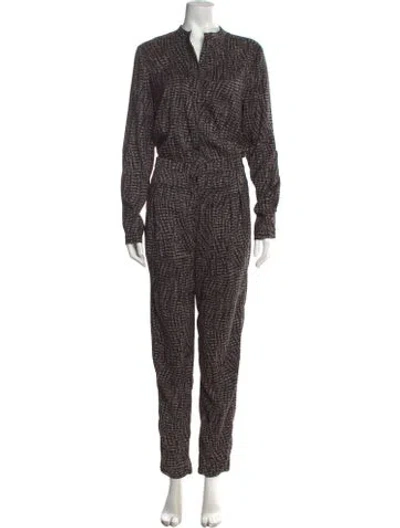 Pre-owned Halston Heritage Patterned Jumpsuit In Black