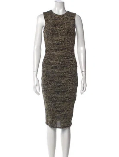 Pre-owned Halston Heritage Patterned Knee-length Dress In Gold/metallic