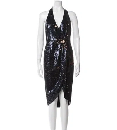 Pre-owned Halston Heritage Patterned Midi Length Dress W/ Tags In Black