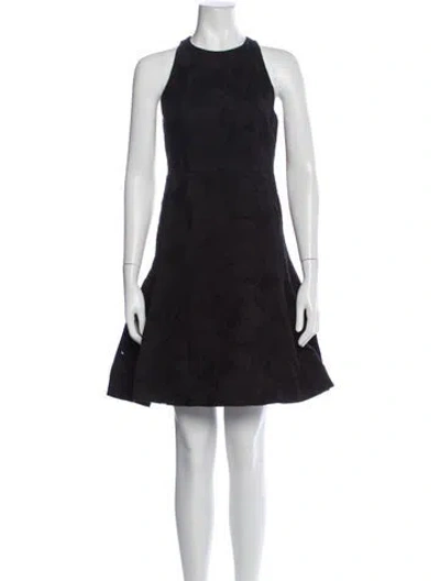 Pre-owned Halston Heritage Patterned Mini Dress In Black