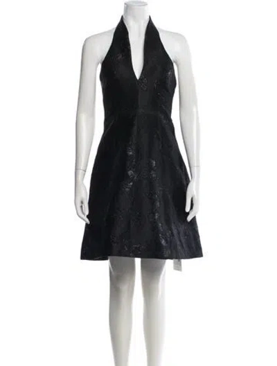 Pre-owned Halston Heritage Patterned Mini Dress In Black