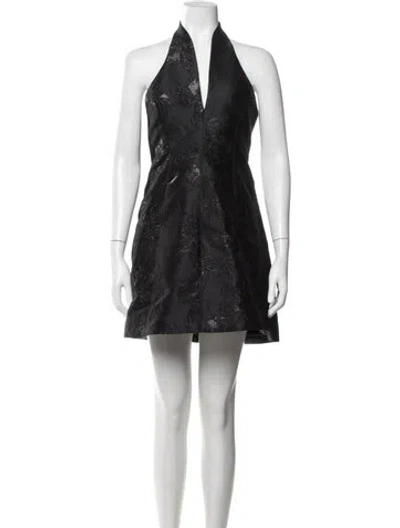 Pre-owned Halston Heritage Patterned Mini Dress In Black