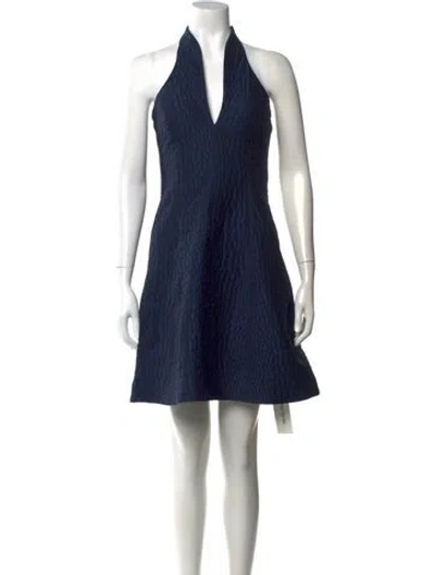 Pre-owned Halston Heritage Patterned Mini Dress In Blue