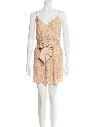 Pre-owned Halston Heritage Patterned Mini Dress In Neutral