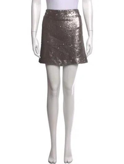 Pre-owned Halston Heritage Patterned Mini Skirt In Silver