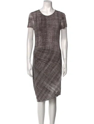 Pre-owned Halston Heritage Plaid Print Knee-length Dress In Black