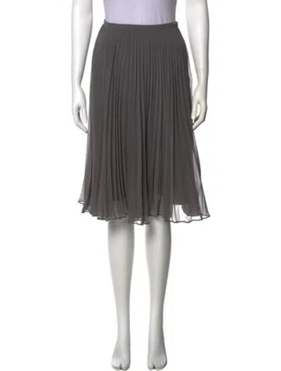 Pre-owned Halston Heritage Pleated Accents Knee-length Skirt In Gray