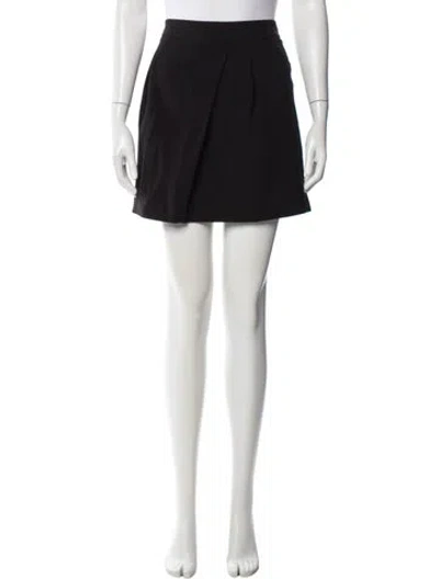 Pre-owned Halston Heritage Pleated Accents Mini Skirt In Black