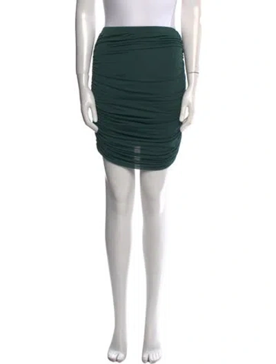 Pre-owned Halston Heritage Pleated Accents Mini Skirt In Green