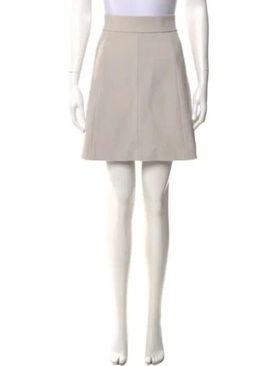 Pre-owned Halston Heritage Pleated Accents Mini Skirt In Neutral