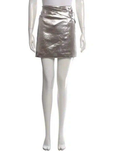 Pre-owned Halston Heritage Pleated Accents Mini Skirt In Neutral