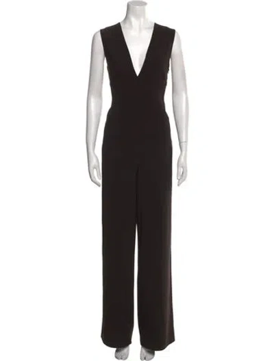 Pre-owned Halston Heritage Plunge Neckline Jumpsuit In Black