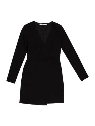 Pre-owned Halston Heritage Plunge Neckline Mini Dress W/ Tags In Black