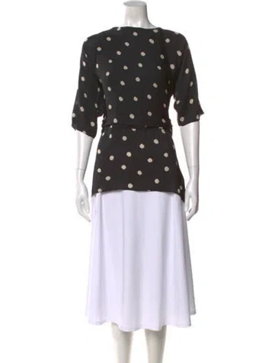 Pre-owned Halston Heritage Polka Dot Print Bateau Neckline Top In Multi
