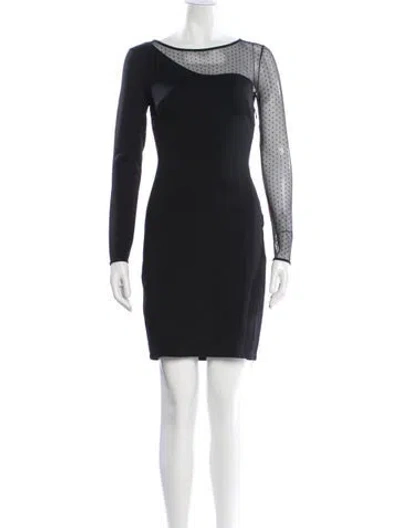 Pre-owned Halston Heritage Polka Dot Print Mini Dress In Black