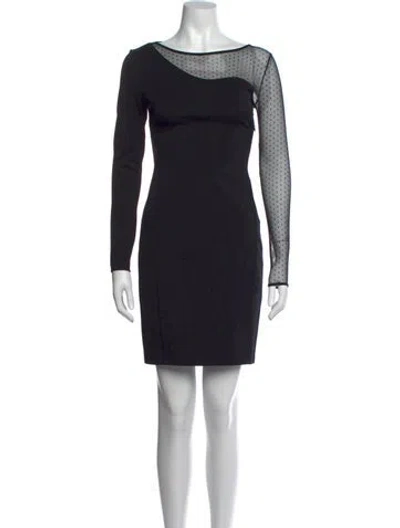 Pre-owned Halston Heritage Polka Dot Print Mini Dress In Black