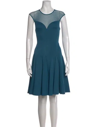 Pre-owned Halston Heritage Polka Dot Print Mini Dress W/ Tags In Blue