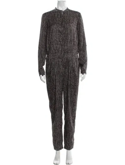 Pre-owned Halston Heritage Printed Crew Neck Jumpsuit In Multi