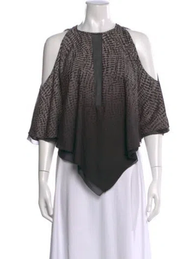 Pre-owned Halston Heritage Printed Crew Neck Top In Multi