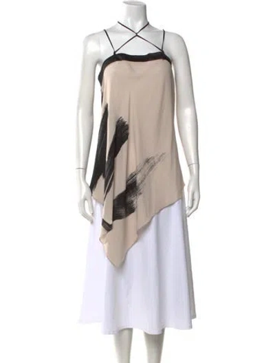 Pre-owned Halston Heritage Printed Halterneck Top In Neutrals