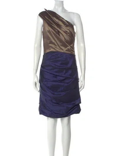Pre-owned Halston Heritage Printed Knee-length Dress In Blue