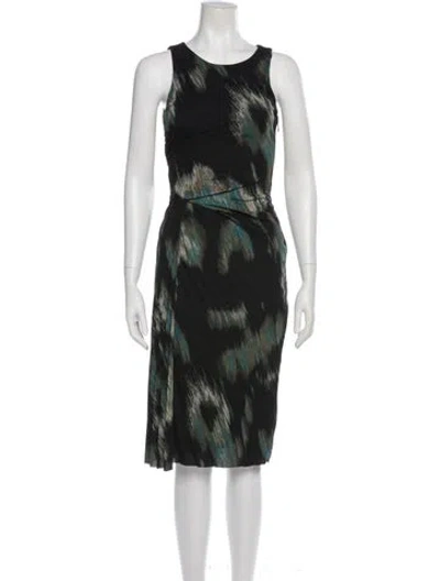 Pre-owned Halston Heritage Printed Knee-length Dress In Green