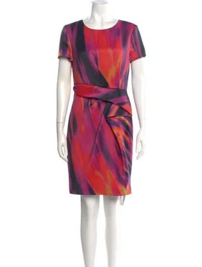 Pre-owned Halston Heritage Printed Knee-length Dress In Multi