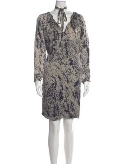 Pre-owned Halston Heritage Printed Knee-length Dress In Neutral